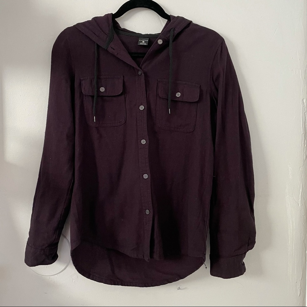 Empyre plum button down with hoodie long sleeve